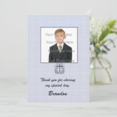 Blue Cross Religious Foto Card Dankeskarte (Stehend Vorderseite)