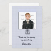 Blue Cross Religious Foto Card Dankeskarte (Vorne/Hinten)