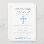 Blue Cross Taufe Christening Zeremonie Baby Boy Einladung (Vorne/Hinten)