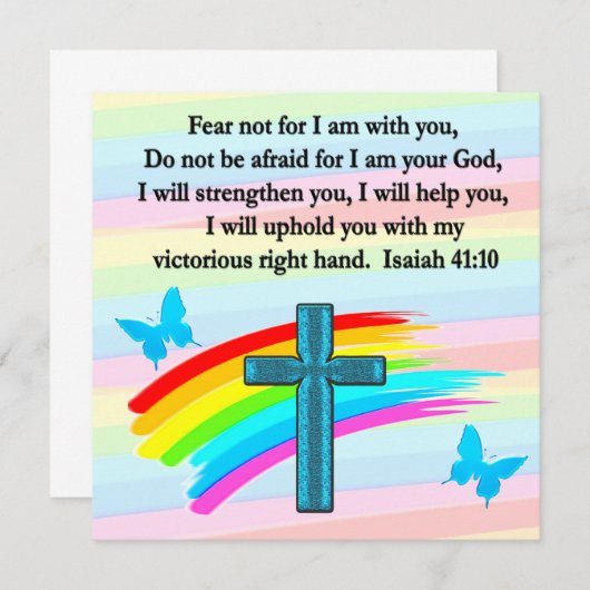 BLUE CROSS UND BUTTERFLY ISAIAH 41:10 EINLADUNG (Vorne/Hinten)
