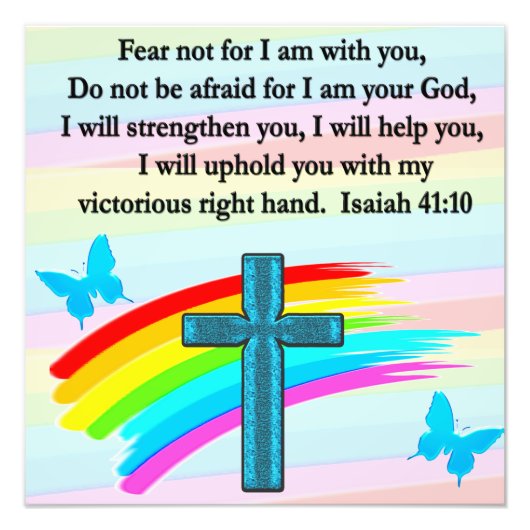 BLUE CROSS UND BUTTERFLY ISAIAH 41:10 FOTODRUCK (Vorne)