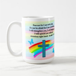 BLUE CROSS UND BUTTERFLY ISAIAH 41:10 KAFFEETASSE