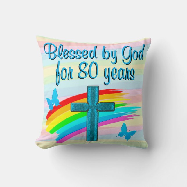 BLUE CROSS UND RAINBOW 80. GEBURTSTAG PILLOW KISSEN (Vorderseite)