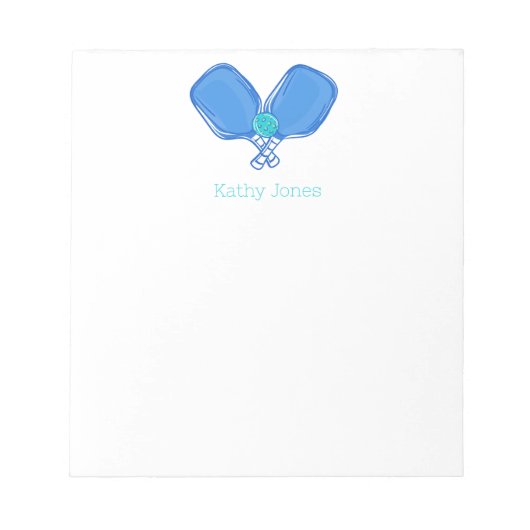 Blue Crossed Pickleball Paddle & Ball Custom Notizblock (Vorderseite)
