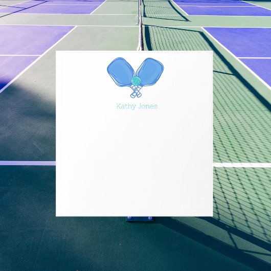 Blue Crossed Pickleball Paddle & Ball Custom Notizblock