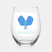 Blue Crossed Pickleball Paddles & Ball Custom Team Weinglas Ohne Stiel (Rückseite)