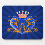 Blue Crown Filigree Heart Mouse Pad Mousepad (Vorne)