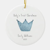 Blue Crown Foto Baby's First Christmas Keramik Ornament (Vorne)