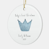 Blue Crown Foto Baby's First Christmas Keramik Ornament (Links)