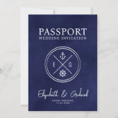 Blue Cruise Passport Hochzeit in Urlaubsort Einladung (Vorderseite)