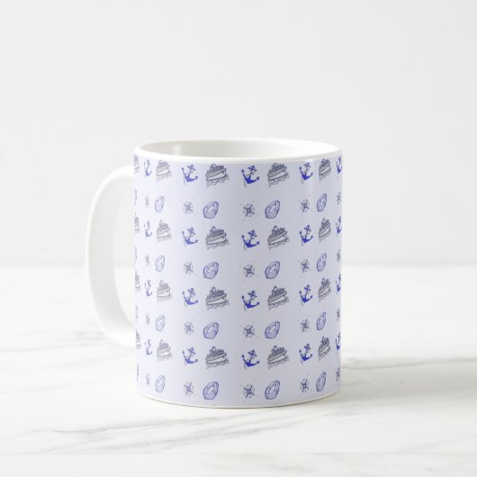 Blue cruise ship business pattern kaffeetasse (Vorderseite Links)