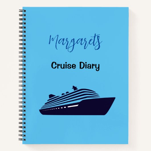 Blue Cruise Ship Personalisiert Diary Notebook Notizblock (Vorderseite)
