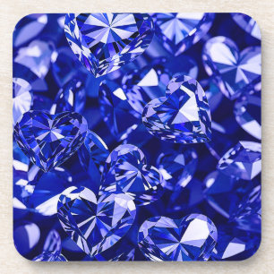 Blue Crystal Diamond Hearts Getränkeuntersetzer