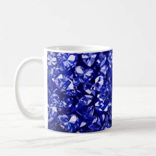 Blue Crystal Diamond Hearts Kaffeetasse (Links)