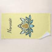 Blue Crystal & Gold Look Gelb Personalisiert Strandtuch (Vorderseite)