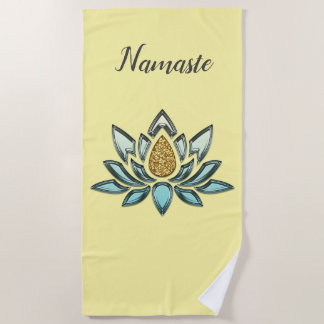 Blue Crystal & Gold Look Gelb Personalisiert Strandtuch