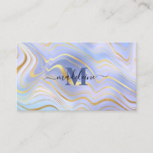 Blue Crystal Marble Iridescent Agate Business Card Visitenkarte