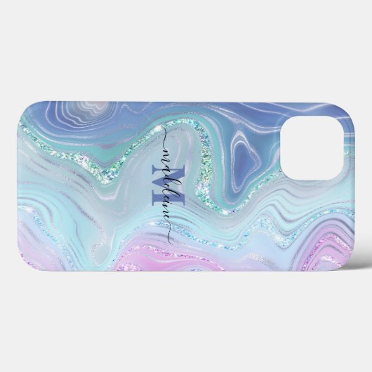 Blue Crystal Marble Iridescent Agate Case-Mate iPh iPhone Hülle (Rückseite (Horizontal))