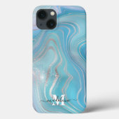 Blue Crystal Marble Iridescent Agate Case-Mate iPhone Hülle (Rückseite)