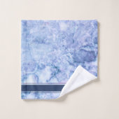 Blue Crystal Monogram Name Marble Agate Custom Badhandtuch Set (Waschlappen)