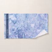 Blue Crystal Monogram Name Marble Agate Custom Badhandtuch Set (Handtuch)