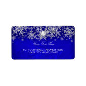 Blue Crystal Pearl Snowflake Silver Address Label Adressaufkleber (Vorne)