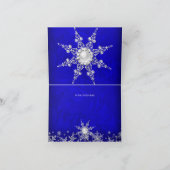 Blue Crystal Pearl Snowflake Silver Danke Karte (Innenseite)