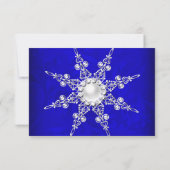 Blue Crystal Pearl Snowflake Silver Winter UAWG RSVP Karte (Rückseite)