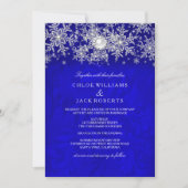 Blue Crystal Pearl Snowflake Silver Winter Wedding Einladung (Vorderseite)