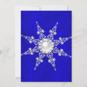 Blue Crystal Pearl Snowflake Silver Winter Wedding Einladung (Rückseite)