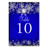 Blue Crystal Pearl Snowflake Tischnummer Card (Rückseite)