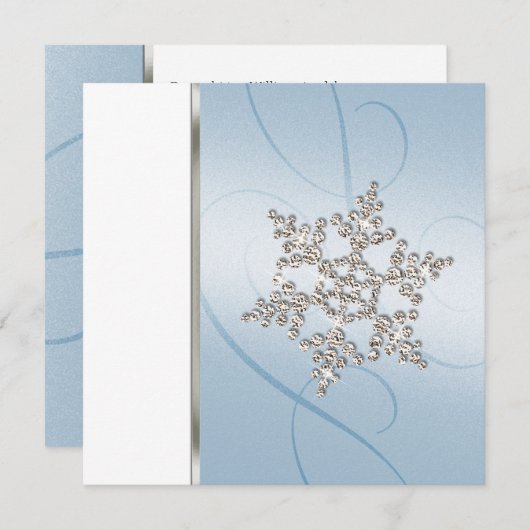 Blue Crystal Snowflake Hochzeit Einladung (Vorne/Hinten)