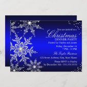 Blue Crystal Snowflake Weihnachtsabend Party Einladung (Vorne/Hinten)