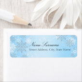 Blue Crystal Snowflake Weihnachtsadressen Labels (Insitu)