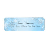 Blue Crystal Snowflake Weihnachtsadressen Labels (Vorne)