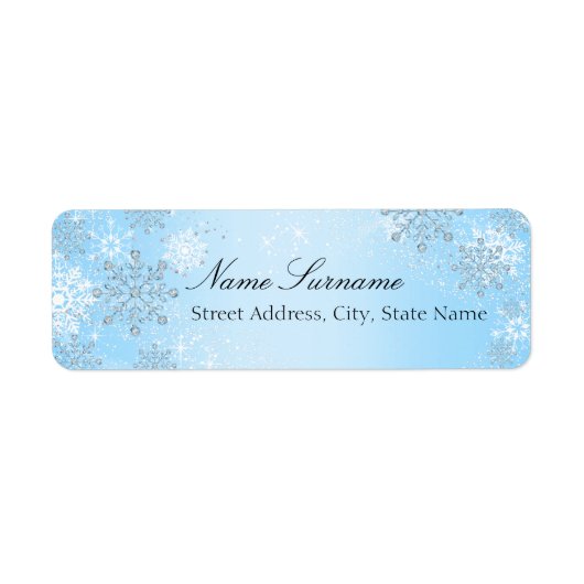 Blue Crystal Snowflake Weihnachtsadressen Labels (Vorne)