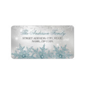 Blue Crystal Snowflake Weihnachtsadressen Labels Adressaufkleber (Vorne)
