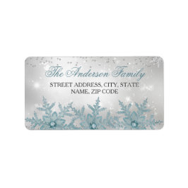 Blue Crystal Snowflake Weihnachtsadressen Labels Adressaufkleber