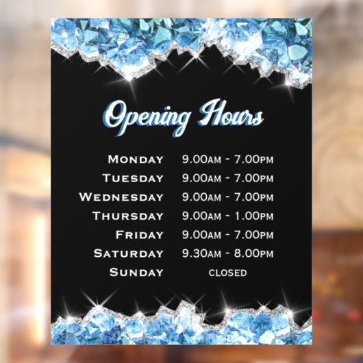 Blue Crystals Openings Stunden Fensterheber Fensteraufkleber (Blatt 2)