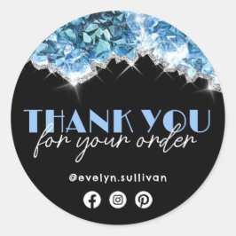 Blue Crystals Vielen Dank Runder Aufkleber