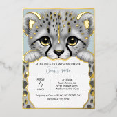 Blue Cub Baby Shower Folieneinladung (Vorderseite)