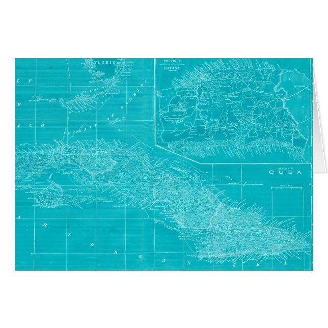 Blue Cuba Map (Vorderseite (Horizontal))