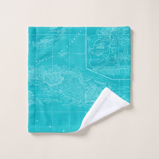 Blue Cuba Map Badhandtuch Set (Waschlappen)
