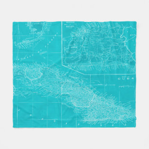Blue Cuba Map Fleecedecke