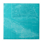 Blue Cuba Map Fliese (Vorderseite)