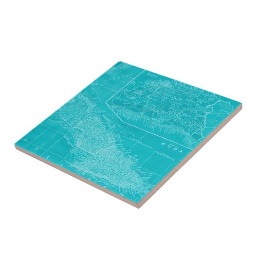Blue Cuba Map Fliese (Seite)