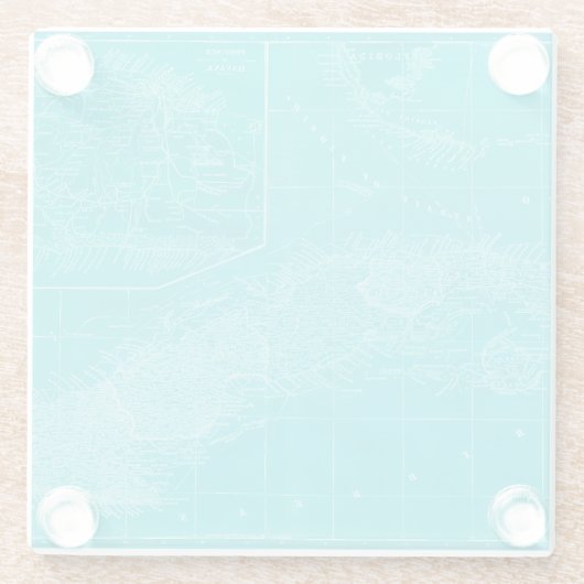 Blue Cuba Map Glasuntersetzer (Rückseite)