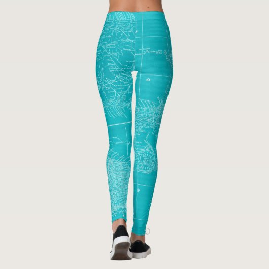 Blue Cuba Map Leggings (Rückseite)