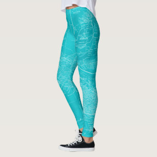 Blue Cuba Map Leggings
