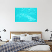 Blue Cuba Map Leinwanddruck (Insitu (Schlafzimmer))